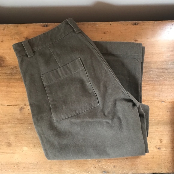 Beaton Linen Utility Pants in Olive - size 10 - Picture 2 of 5